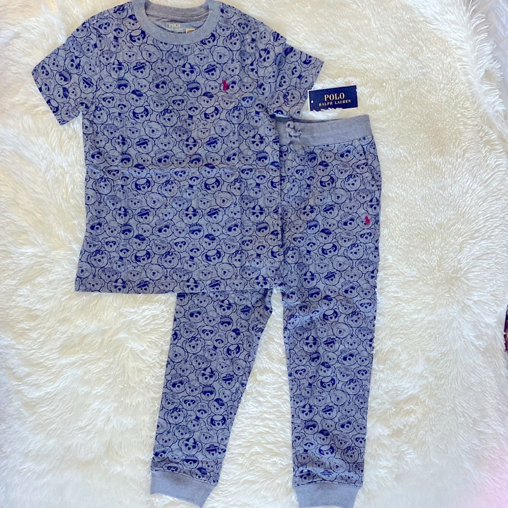 Polo Ralph Lauren kids pajamas bear gray size 7